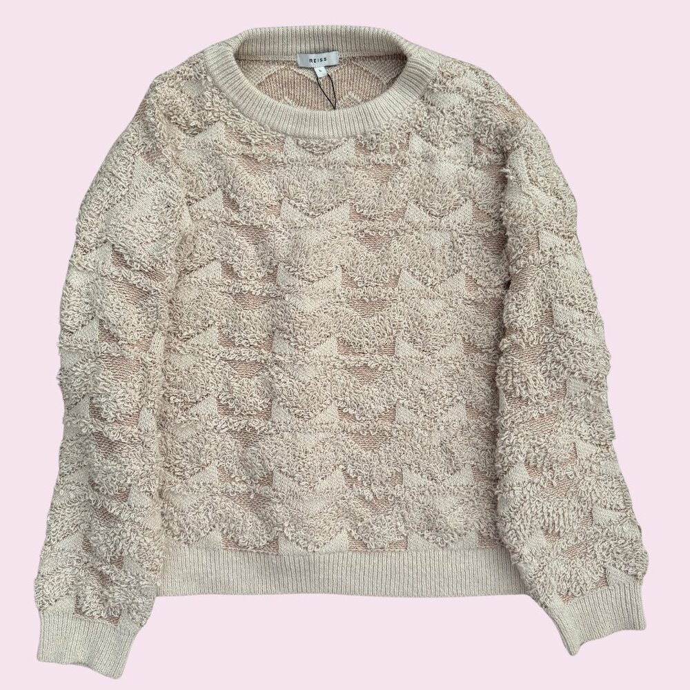 Reiss Ottilie Textured Patterned Sweater Size Large NWT